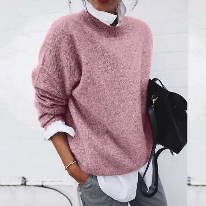 Tamara | Women's Oversized Crew Neck Relaxed Fit Jumper - Pink