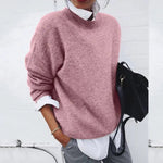 Tamara | Women's Oversized Crew Neck Relaxed Fit Jumper - Pink