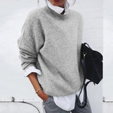 Tamara | Women's Oversized Crew Neck Relaxed Fit Jumper - Gray
