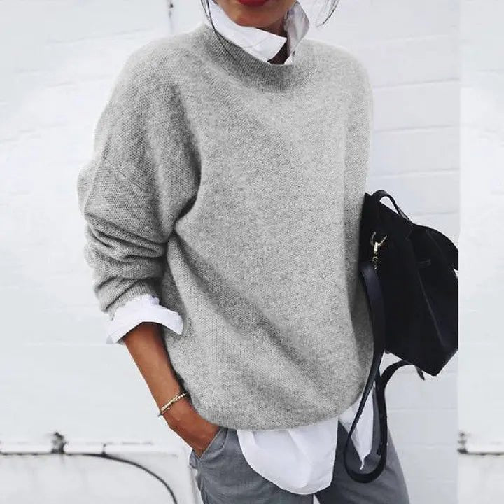 Tamara | Women's Oversized Crew Neck Relaxed Fit Jumper - Gray