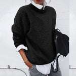 Tamara | Women's Oversized Crew Neck Relaxed Fit Jumper - Black