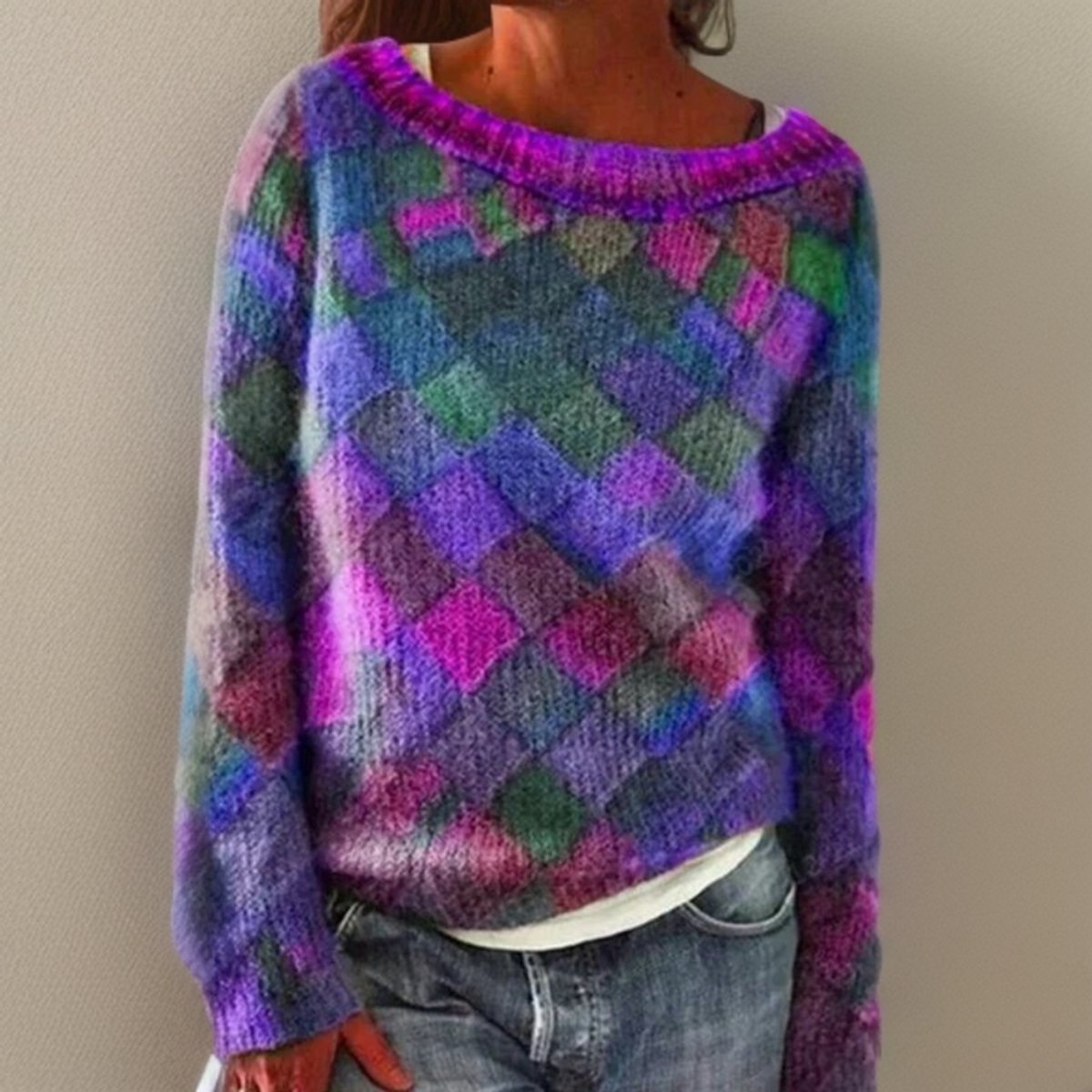 Phoebe | Women's Oversized Relaxed Fit Jumper - Purple