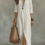Sarah | Women's Long Sleeve Oversized Relaxed Fit Shirt Dress - White