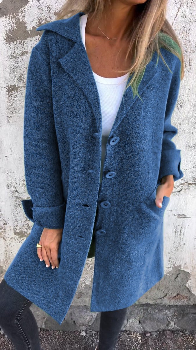Martha | Women's Oversized Longline Relaxed Fit Coat - Blue