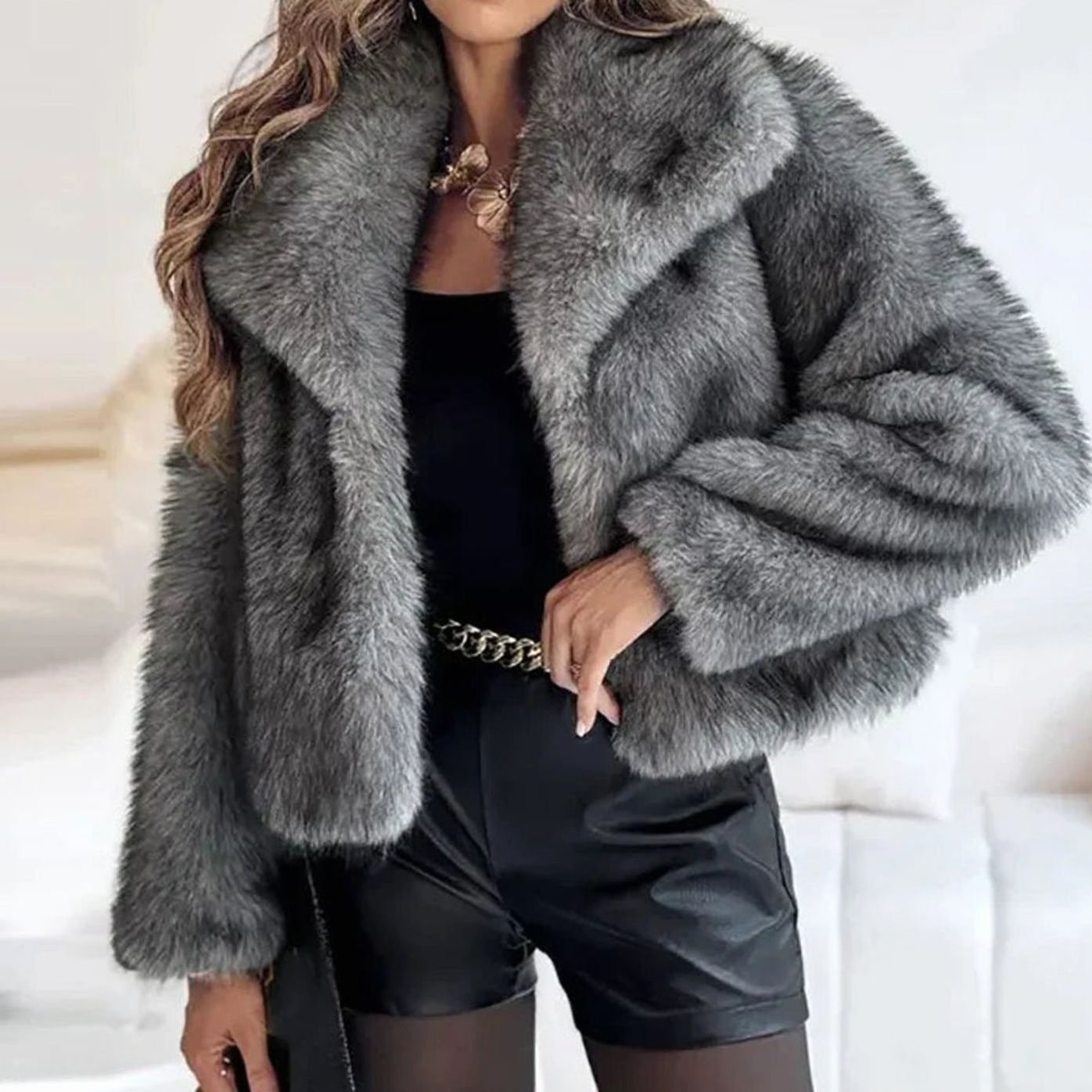 Belinda | Women's Oversized Open Front Relaxed Fit Coat - Dark Grey