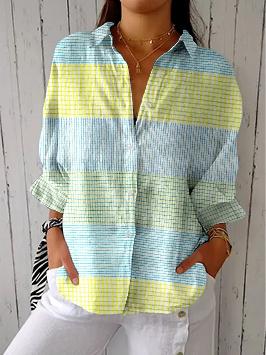 Bethany | Women's Oversized Button Front Relaxed Fit Blouse - Multicolor