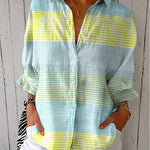 Bethany | Women's Oversized Button Front Relaxed Fit Blouse - Multicolor