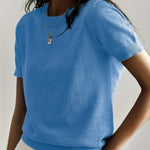 Autumn | Women's Oversized Crew Neck Relaxed Fit Jumper - Blue