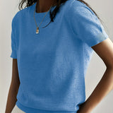 Autumn | Women's Oversized Crew Neck Relaxed Fit Jumper - Blue