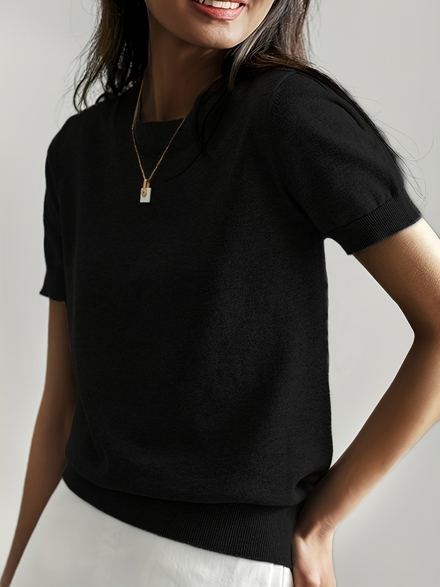 Autumn | Women's Oversized Crew Neck Relaxed Fit Jumper - Black