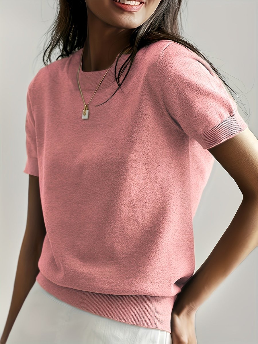 Autumn | Women's Oversized Crew Neck Relaxed Fit Jumper - Pink