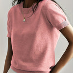 Autumn | Women's Oversized Crew Neck Relaxed Fit Jumper - Pink