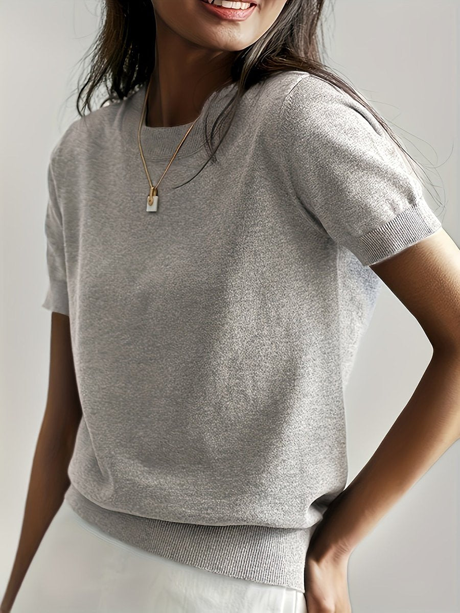 Autumn | Women's Oversized Crew Neck Relaxed Fit Jumper - Light Grey