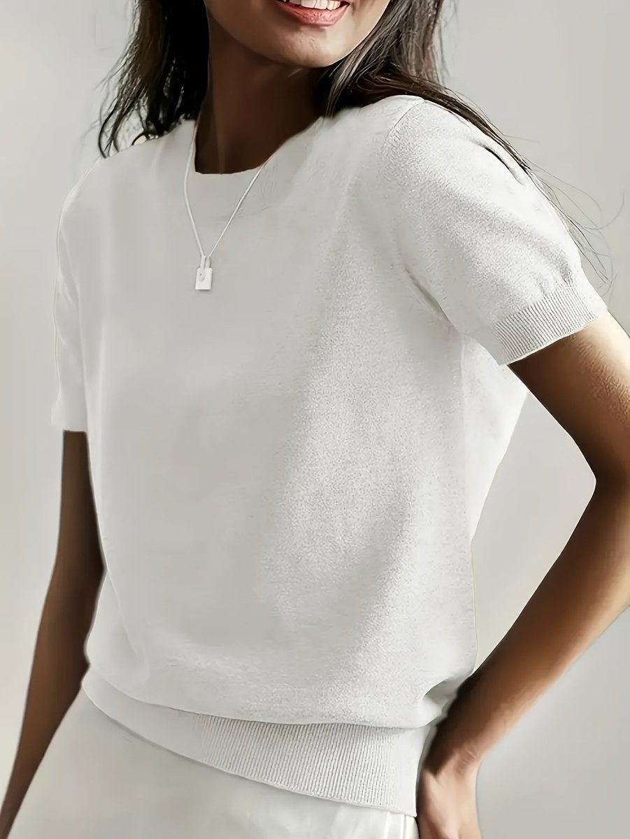 Autumn | Women's Oversized Crew Neck Relaxed Fit Jumper - White