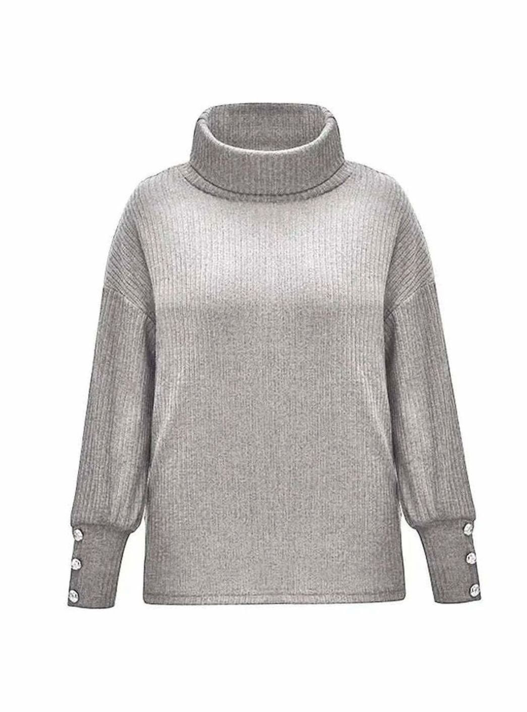 Vanessa | Women's Ribbed Cowl Neck Jumper - Grey