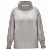 Vanessa | Women's Ribbed Cowl Neck Jumper - Grey