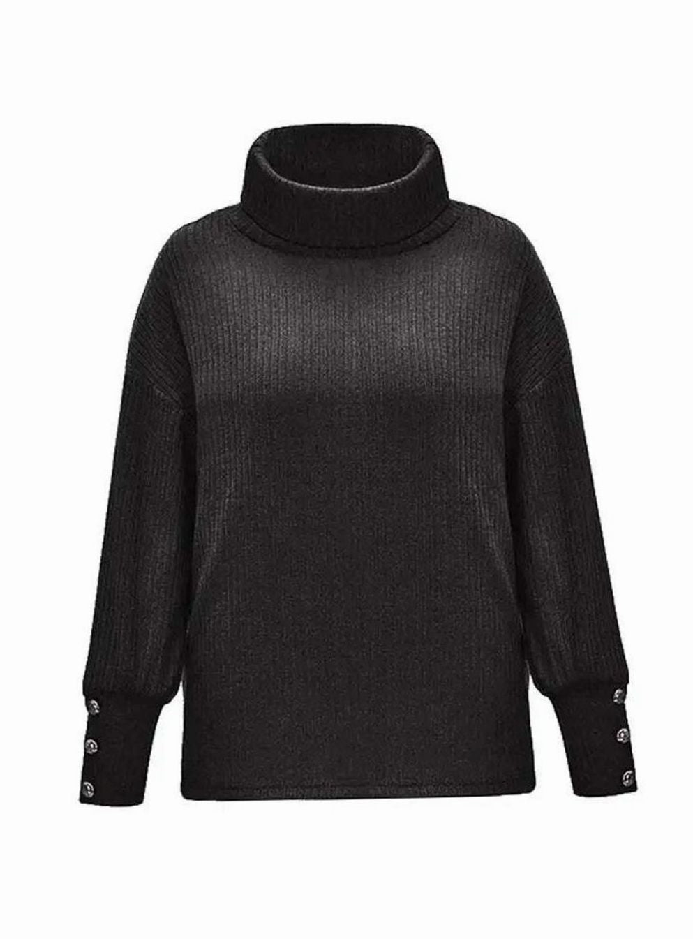 Vanessa | Women's Ribbed Cowl Neck Jumper - Black