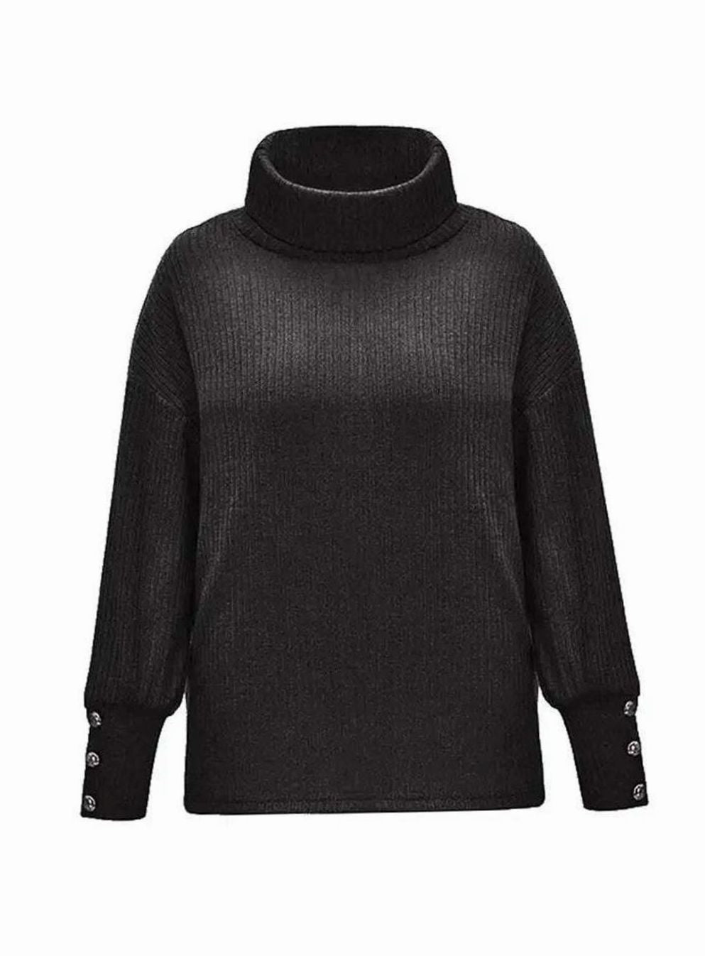 Vanessa | Women's Ribbed Cowl Neck Jumper - Black