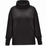 Vanessa | Women's Ribbed Cowl Neck Jumper - Black