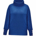 Vanessa | Women's Ribbed Cowl Neck Jumper - Blue
