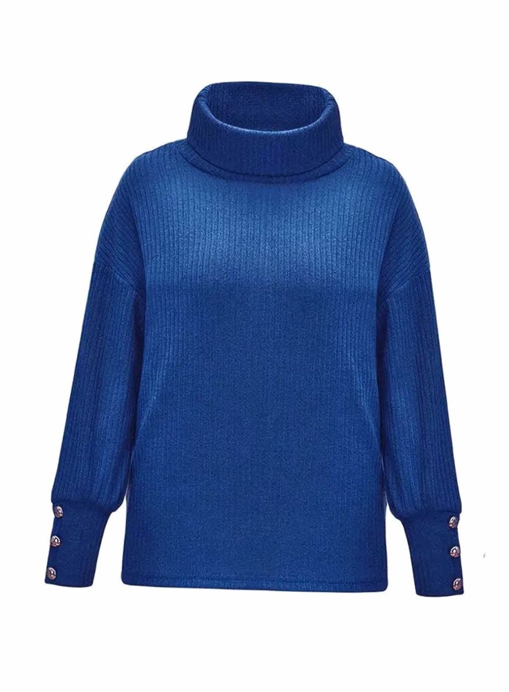 Vanessa | Women's Ribbed Cowl Neck Jumper - Blue