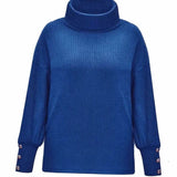 Vanessa | Women's Ribbed Cowl Neck Jumper - Blue