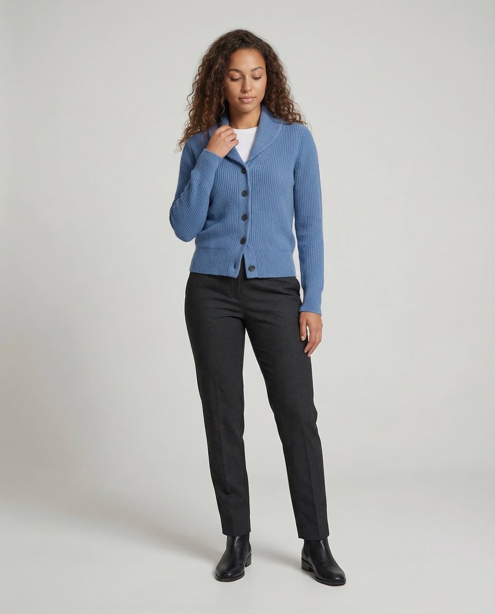 Adeline | Women's Button Front Ribbed Lapel Collar Cardigan