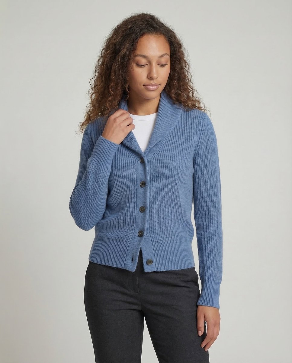 Adeline | Women's Button Front Ribbed Lapel Collar Cardigan