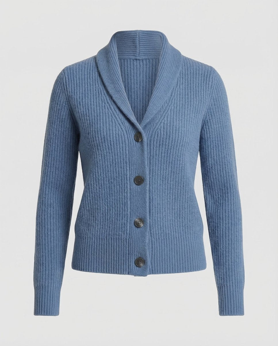 Adeline | Women's Button Front Ribbed Lapel Collar Cardigan