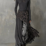 Laura | Women's Long Sleeve Leopard Print Ribbed Jumper - Grey