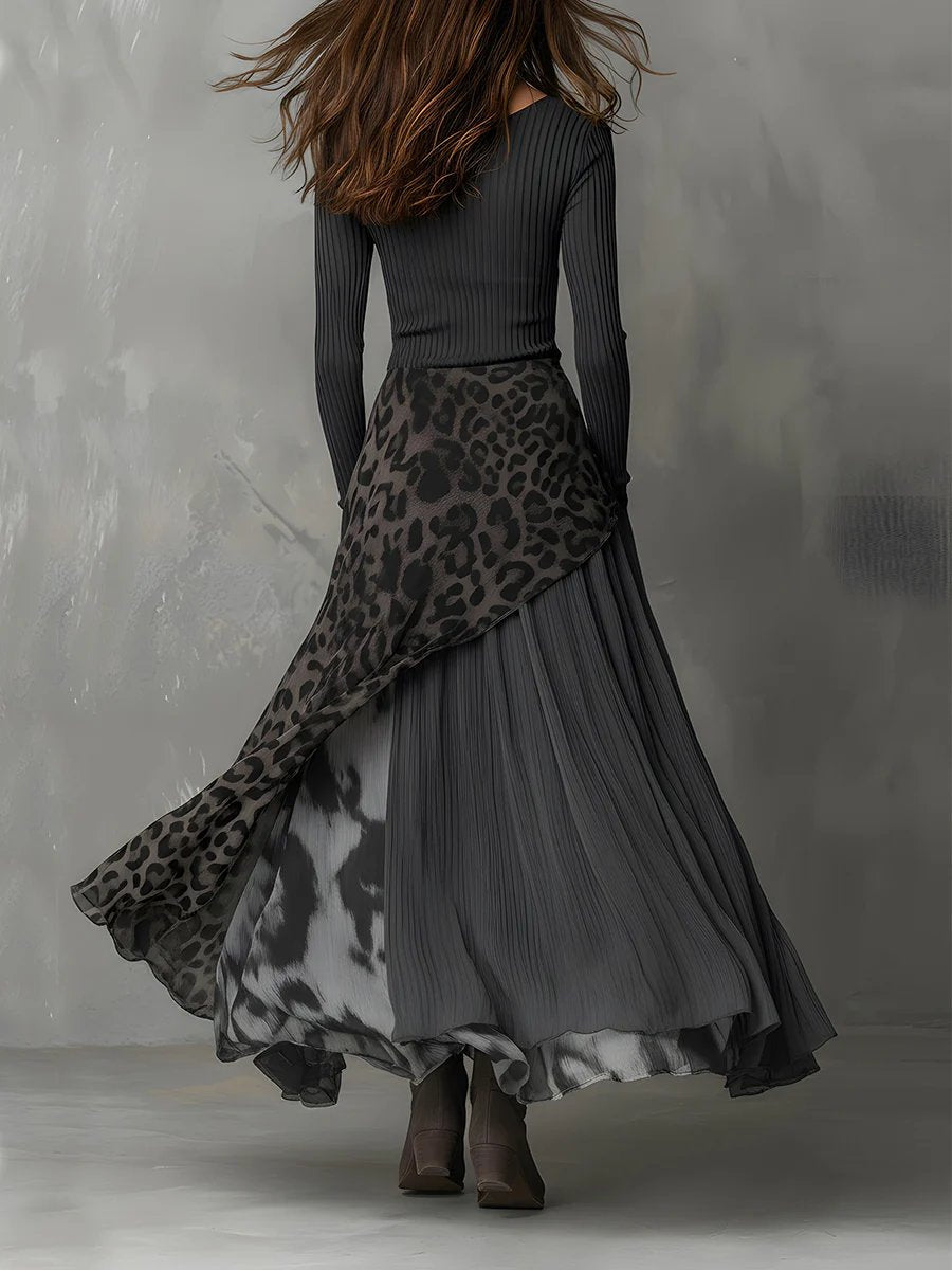 Laura | Women's Long Sleeve Leopard Print Ribbed Jumper