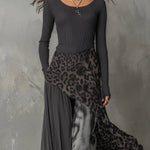 Laura | Women's Long Sleeve Leopard Print Ribbed Jumper