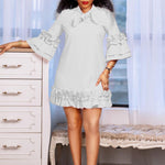 Evelyn | Women's Bow Detail Mini Tunic Dress - Purpur