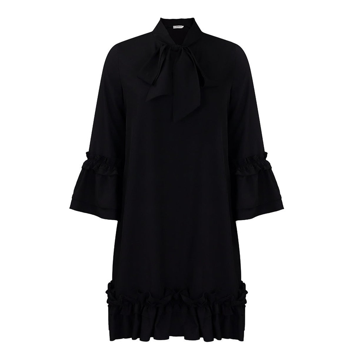 Evelyn | Women's Bow Detail Mini Tunic Dress - Black