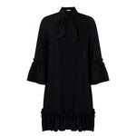 Evelyn | Women's Bow Detail Mini Tunic Dress - Black