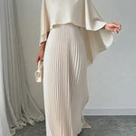Bianca | Women's Pleated Satin Maxi Dress - Ivory