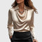 Esme | Women's Long Sleeve Cowl Neck Blouse - Gold
