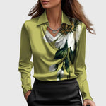 Esme | Women's Long Sleeve Cowl Neck Blouse - Green