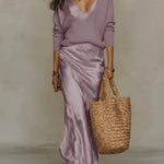 April | Women's Long Sleeve V Neck Jumper - Purple