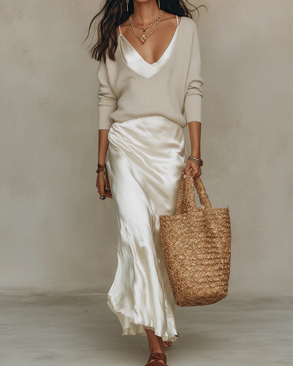 April | Women's Long Sleeve V Neck Jumper