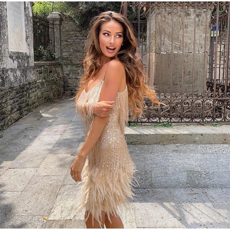 Violet | Women's Sequin Fringe Mini Cocktail Dress