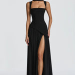 Vivienne | Women's Sleeveless Midi Dress - Black
