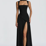 Vivienne | Women's Sleeveless Midi Dress - Black