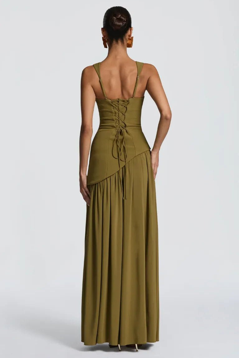 Vivienne | Women's Sleeveless Midi Dress - Green