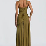 Vivienne | Women's Sleeveless Midi Dress - Green