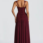 Vivienne | Women's Sleeveless Midi Dress - Burgundy
