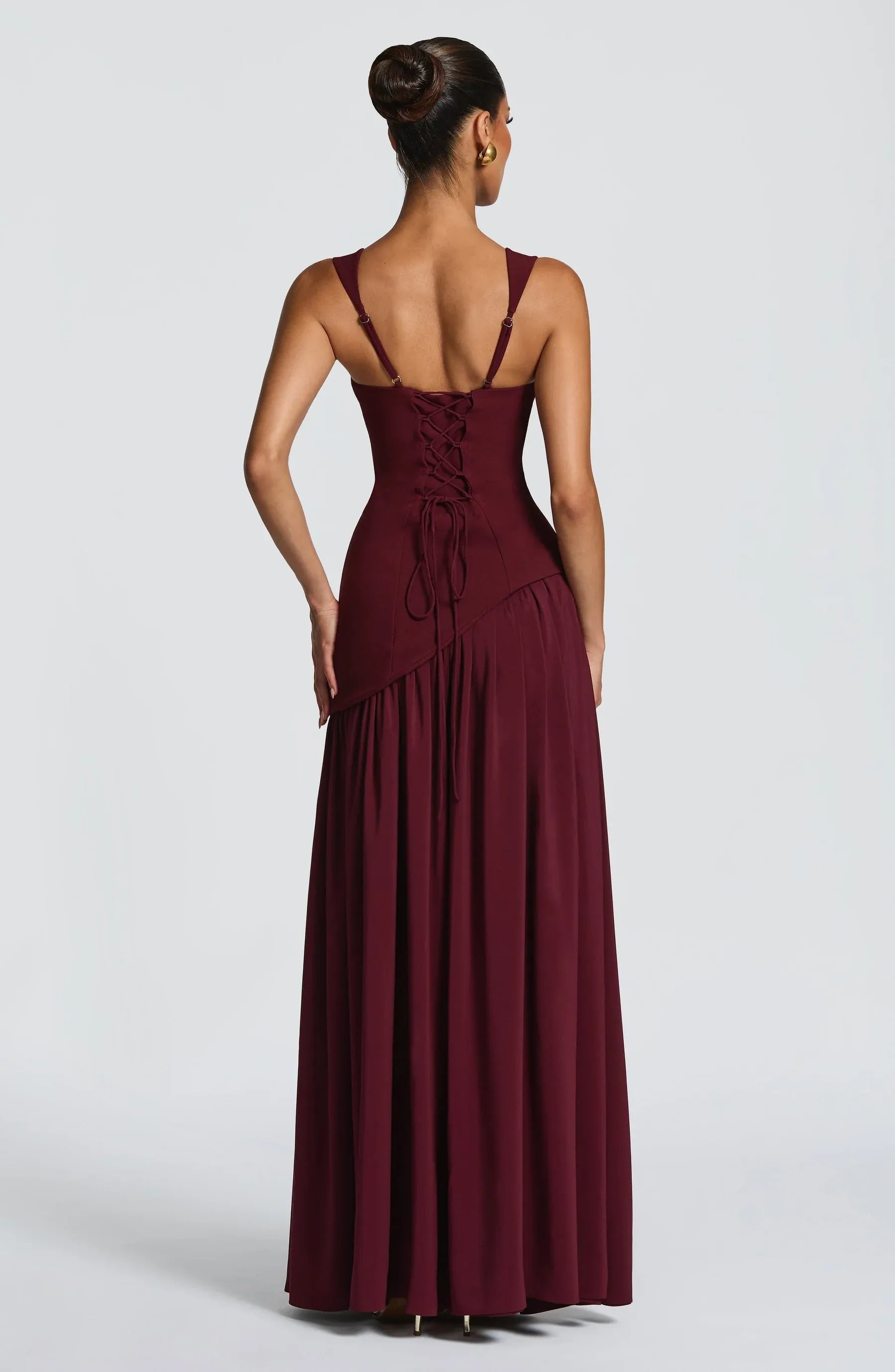 Vivienne | Women's Sleeveless Midi Dress - Burgundy