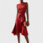 Uma | Women's Pleated Sleeveless Asymmetric Party Dress