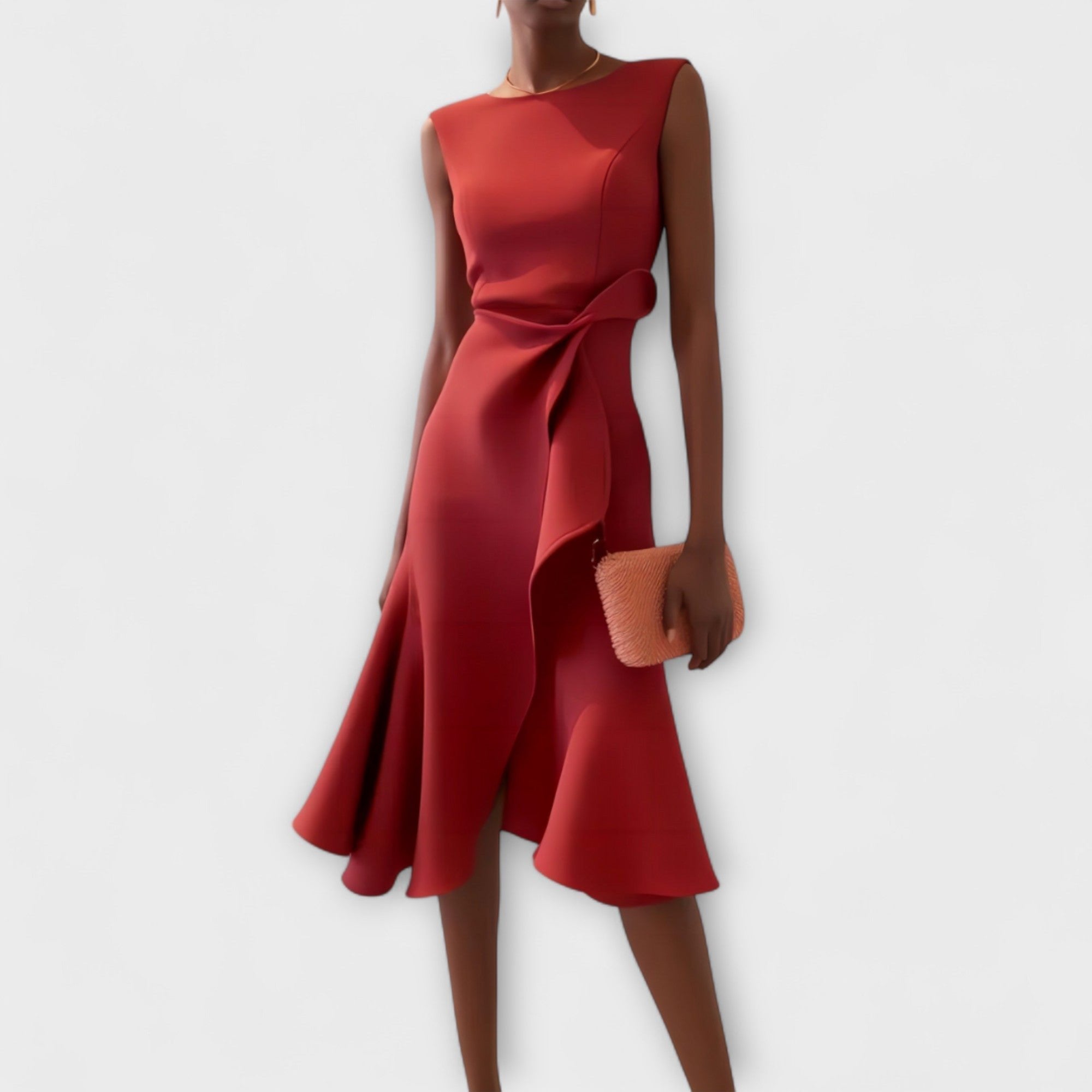 Uma | Women's Pleated Sleeveless Asymmetric Party Dress