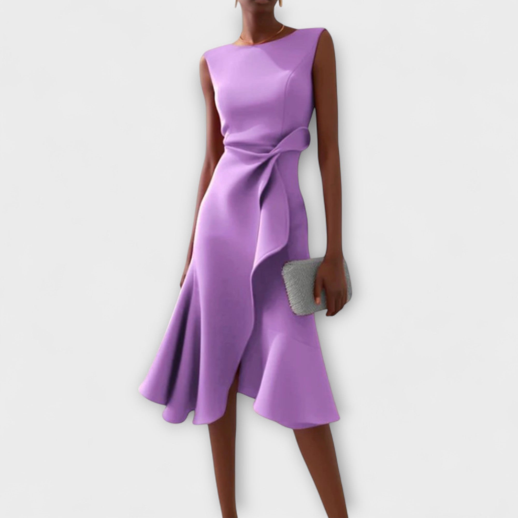 Uma | Women's Pleated Sleeveless Asymmetric Party Dress - Purple